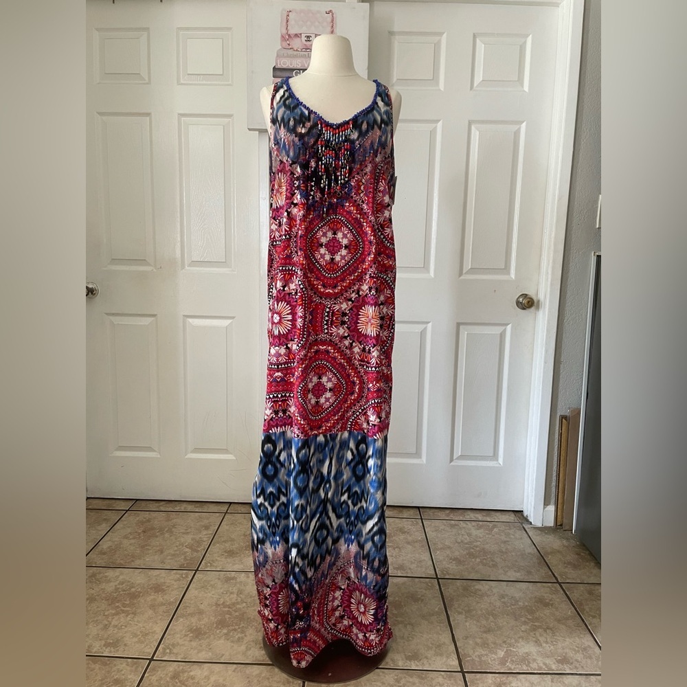 Alberto Makali Pink and Blue Printed Maxi Dress - Picture 3 of 8